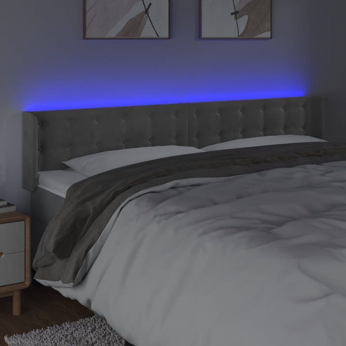 Tăblie de pat cu LED, gri deschis, 203x16x78/88 cm, catifea - WALTI WALTI