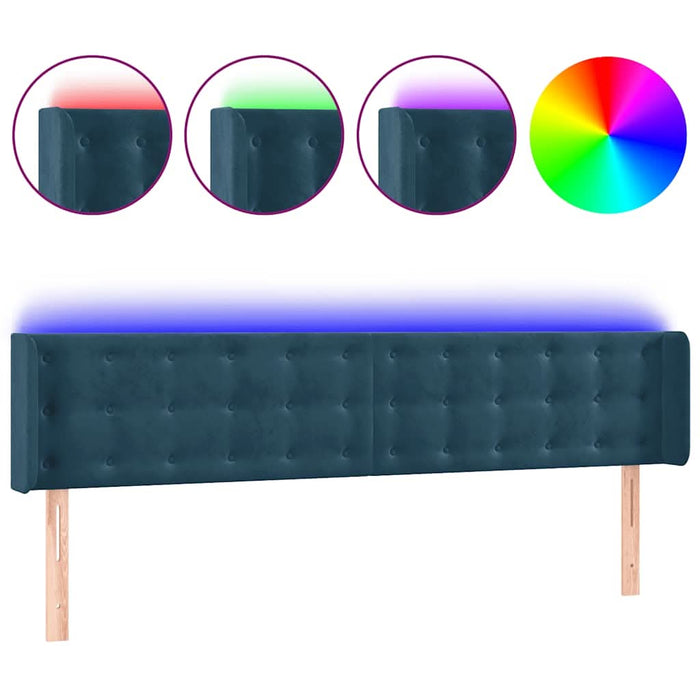 Tăblie de pat cu LED, albastru închis, 203x16x78/88 cm, catifea - WALTI WALTI