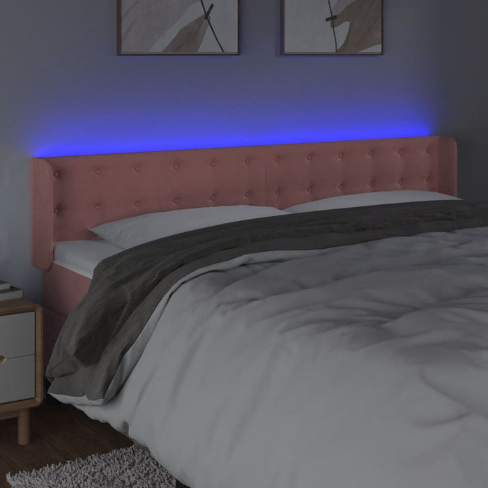 Tăblie de pat cu LED, roz, 203x16x78/88 cm, catifea - WALTI WALTI