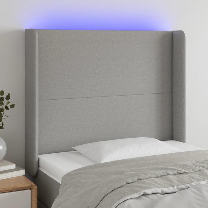 Tăblie de pat cu LED, gri deschis, 83x16x118/128 cm, textil - WALTI WALTI