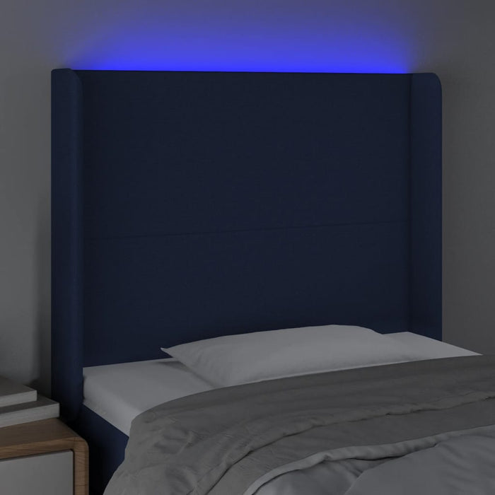 Tăblie de pat cu LED, albastru, 83x16x118/128 cm, textil - WALTI WALTI