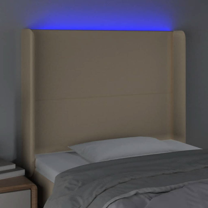 Tăblie de pat cu LED, crem, 93x16x118/128 cm, textil - WALTI WALTI