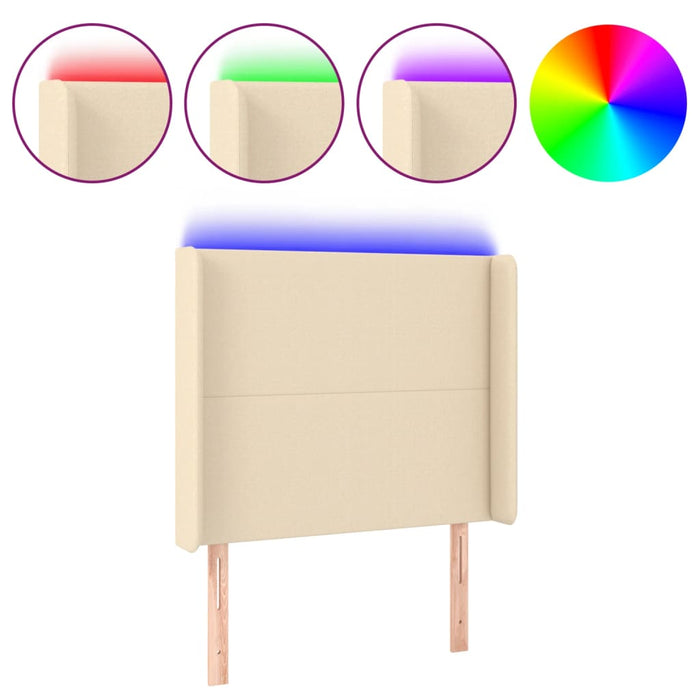 Tăblie de pat cu LED, crem, 103x16x118/128 cm, textil - WALTI WALTI