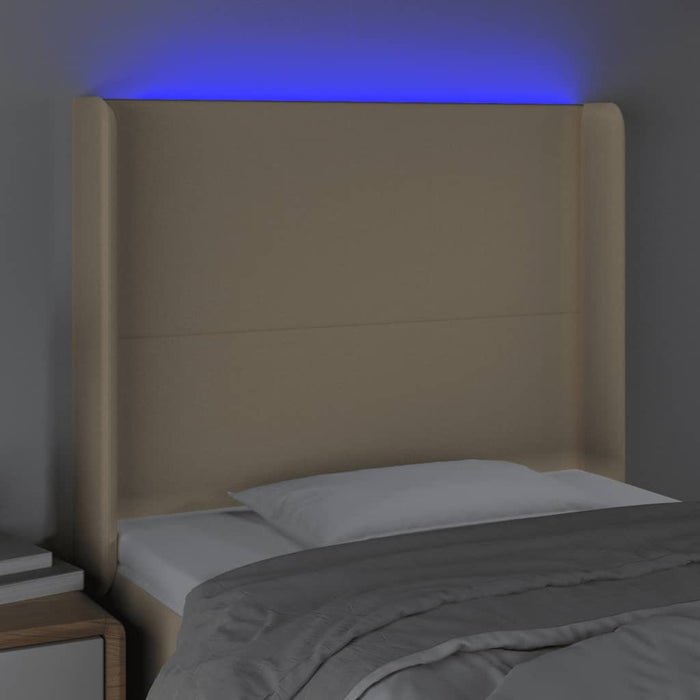 Tăblie de pat cu LED, crem, 103x16x118/128 cm, textil - WALTI WALTI