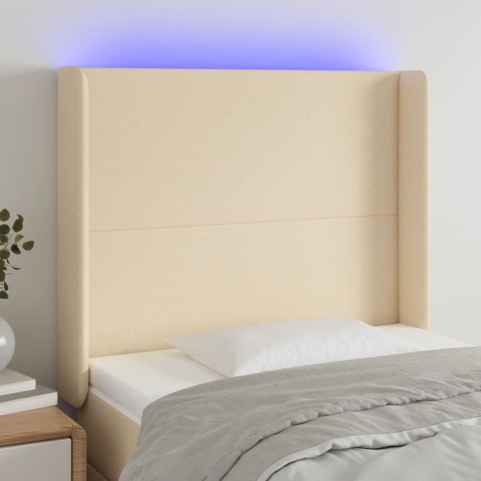 Tăblie de pat cu LED, crem, 103x16x118/128 cm, textil - WALTI WALTI