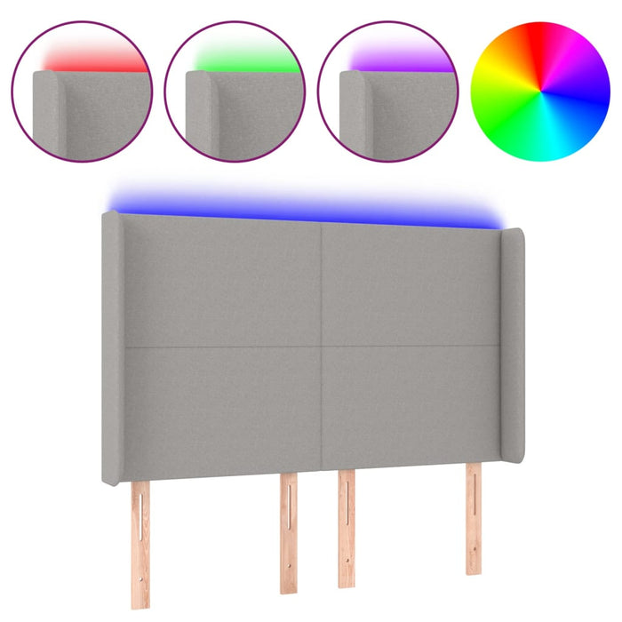 Tăblie de pat cu LED, gri deschis, 147x16x118/128 cm, textil - WALTI WALTI
