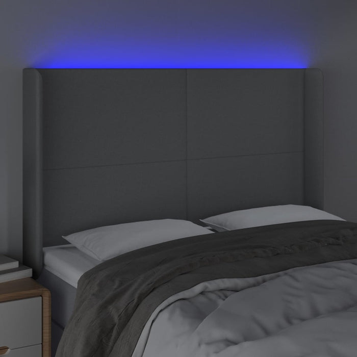 Tăblie de pat cu LED, gri deschis, 147x16x118/128 cm, textil - WALTI WALTI