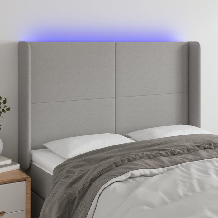 Tăblie de pat cu LED, gri deschis, 147x16x118/128 cm, textil - WALTI WALTI