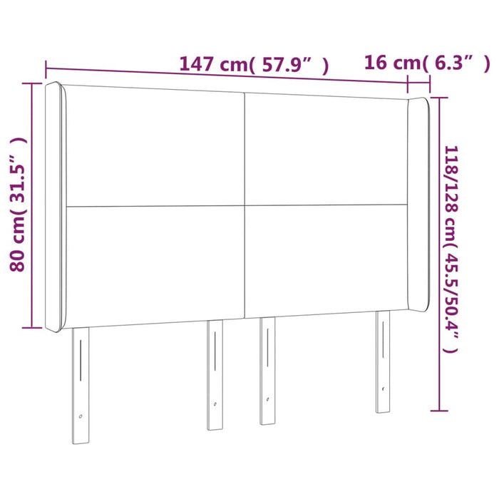 Tăblie de pat cu LED, gri închis, 147x16x118/128 cm, textil - WALTI WALTI