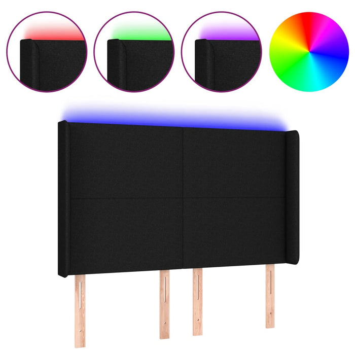 Tăblie de pat cu LED, negru, 147x16x118/128 cm, textil - WALTI WALTI