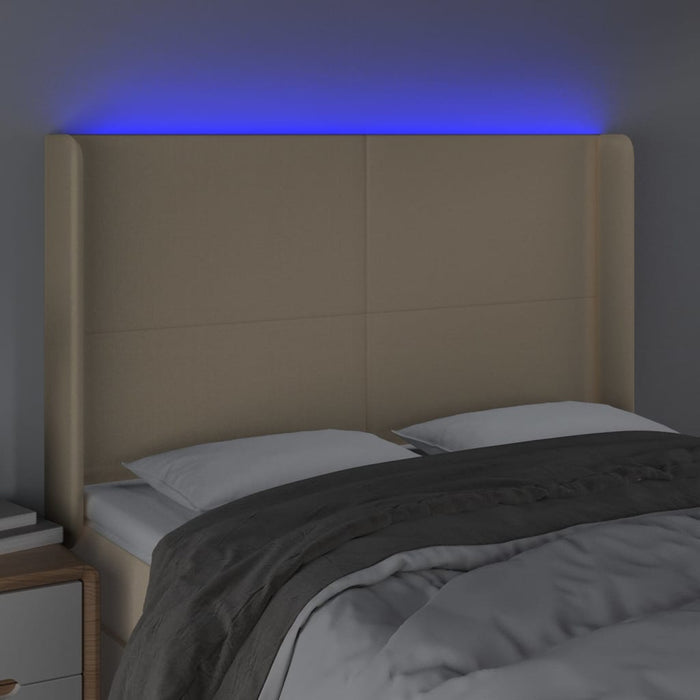Tăblie de pat cu LED, crem, 147x16x118/128 cm, textil - WALTI WALTI
