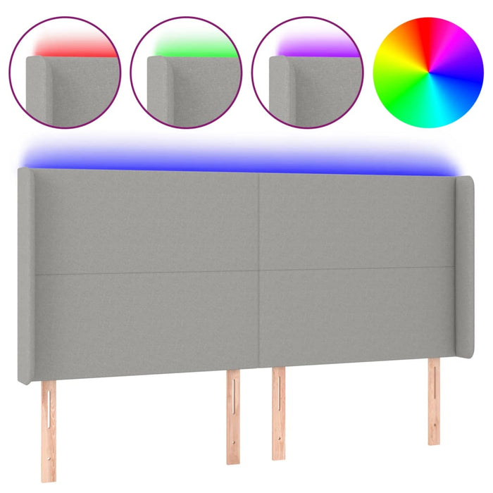 Tăblie de pat cu LED, gri deschis, 163x16x118/128 cm, textil - WALTI WALTI