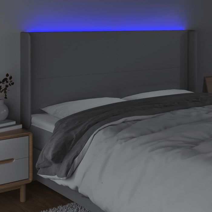 Tăblie de pat cu LED, gri deschis, 163x16x118/128 cm, textil - WALTI WALTI