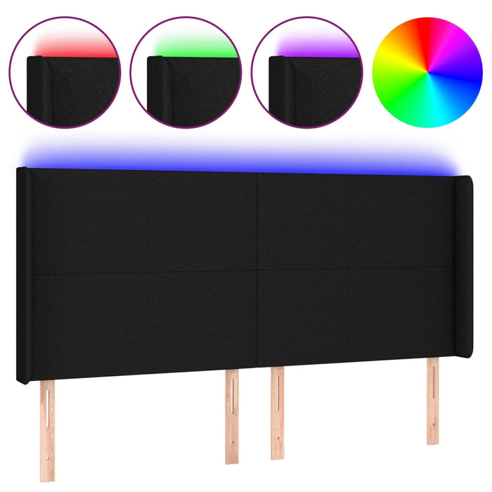Tăblie de pat cu LED, negru, 163x16x118/128 cm, textil - WALTI WALTI