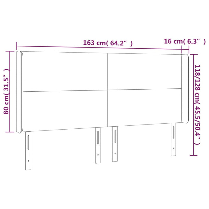 Tăblie de pat cu LED, negru, 163x16x118/128 cm, textil - WALTI WALTI