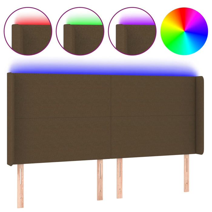 Tăblie de pat cu LED, maro închis, 163x16x118/128 cm, textil - WALTI WALTI