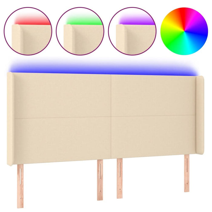 Tăblie de pat cu LED, crem, 163x16x118/128 cm, textil - WALTI WALTI