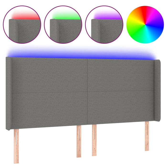 Tăblie de pat cu LED, gri închis, 183x16x118/128 cm, textil - WALTI WALTI