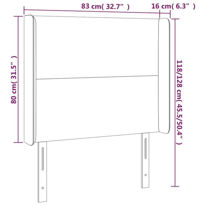 Tăblie de pat cu LED, gri deschis, 83x16x118/128 cm, catifea WALTI