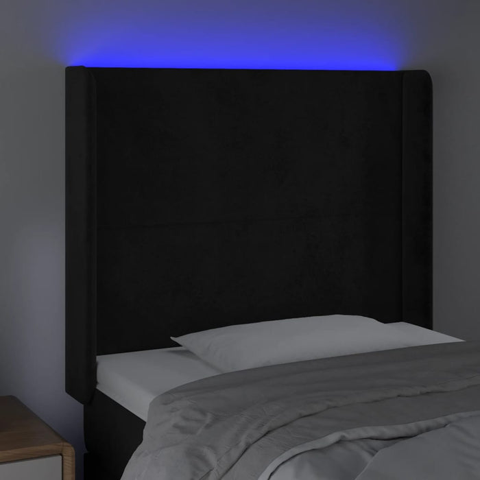 Tăblie de pat cu LED, negru, 83x16x118/128 cm, catifea - WALTI WALTI