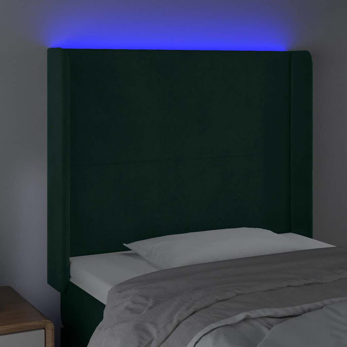 Tăblie de pat cu LED, verde închis, 83x16x118/128 cm, catifea - WALTI WALTI