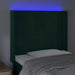 Tăblie de pat cu LED, verde închis, 83x16x118/128 cm, catifea - WALTI WALTI