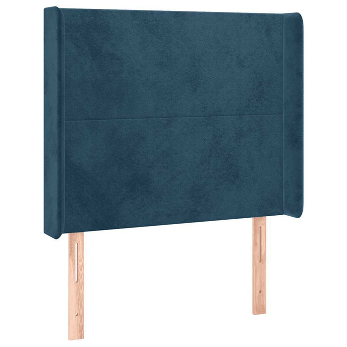 Tăblie de pat cu LED, albastru închis, 83x16x118/128cm, catifea WALTI