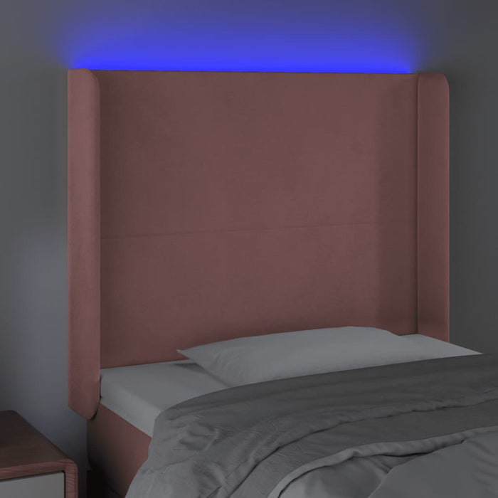 Tăblie de pat cu LED, roz, 83x16x118/128 cm, catifea - WALTI WALTI