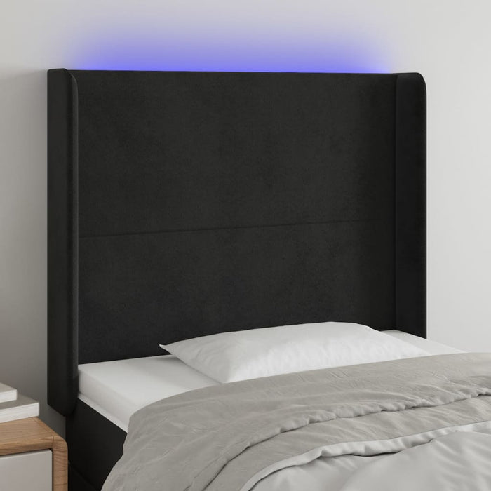 Tăblie de pat cu LED, negru, 93x16x118/128 cm, catifea - WALTI WALTI