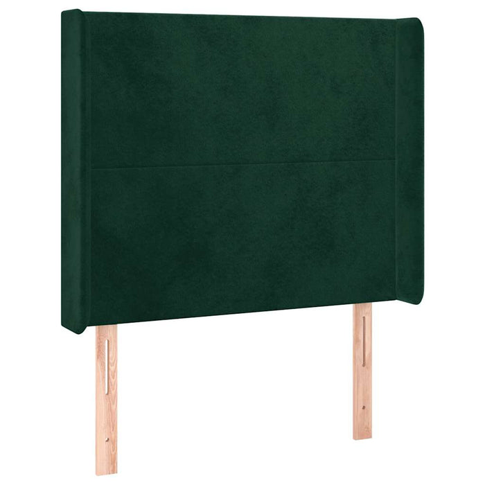Tăblie de pat cu LED, verde închis, 93x16x118/128cm, catifea - WALTI WALTI