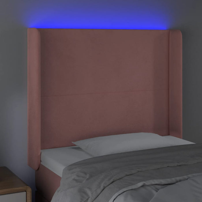 Tăblie de pat cu LED, roz, 93x16x118/128 cm, catifea - WALTI WALTI