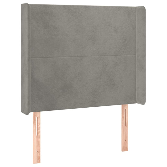 Tăblie de pat cu LED, gri deschis, 103x16x118/128 cm, catifea - WALTI WALTI