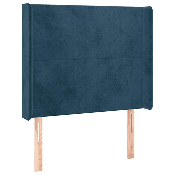 Tăblie de pat cu LED, albastru închis, 103x16x118/128cm catifea - WALTI WALTI
