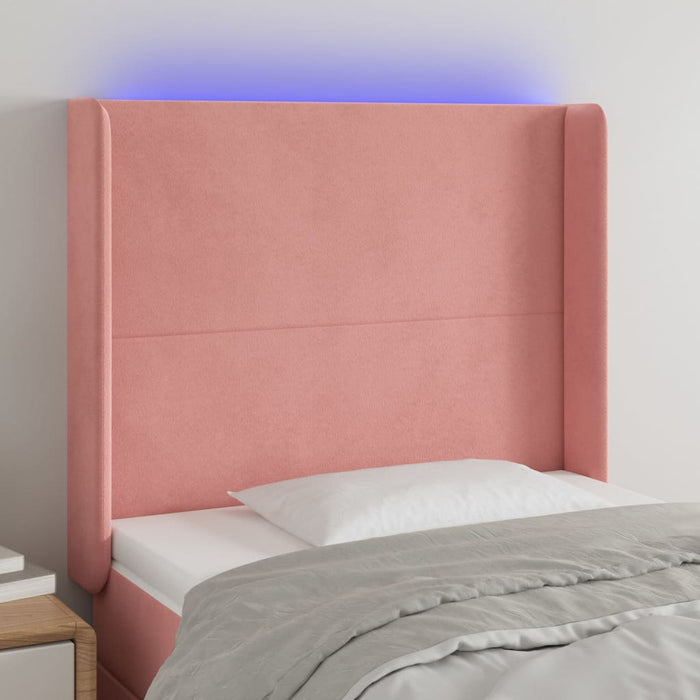 Tăblie de pat cu LED, roz, 103x16x118/128 cm, catifea - WALTI WALTI