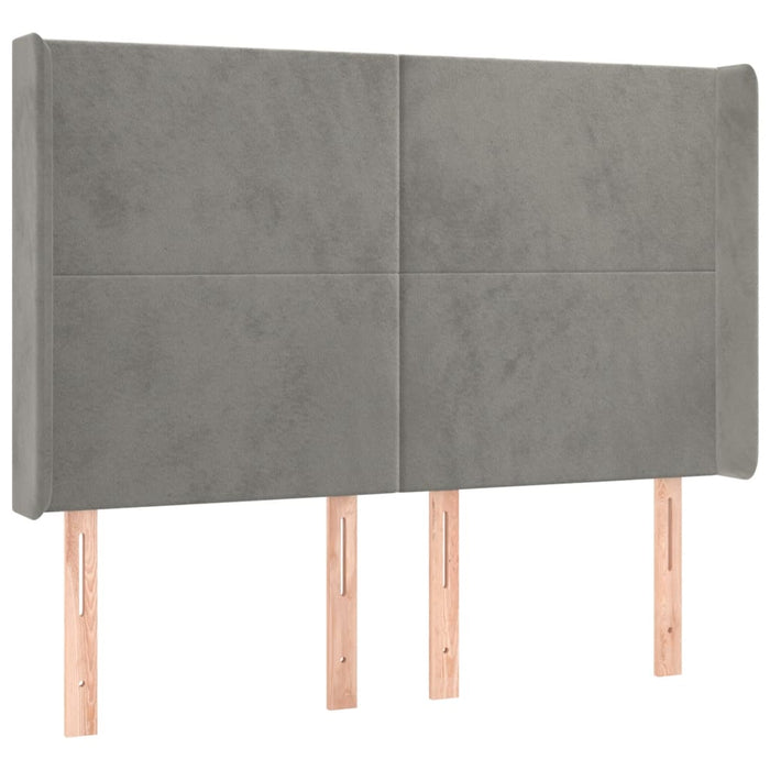 Tăblie de pat cu LED, gri deschis, 147x16x118/128 cm, catifea - WALTI WALTI