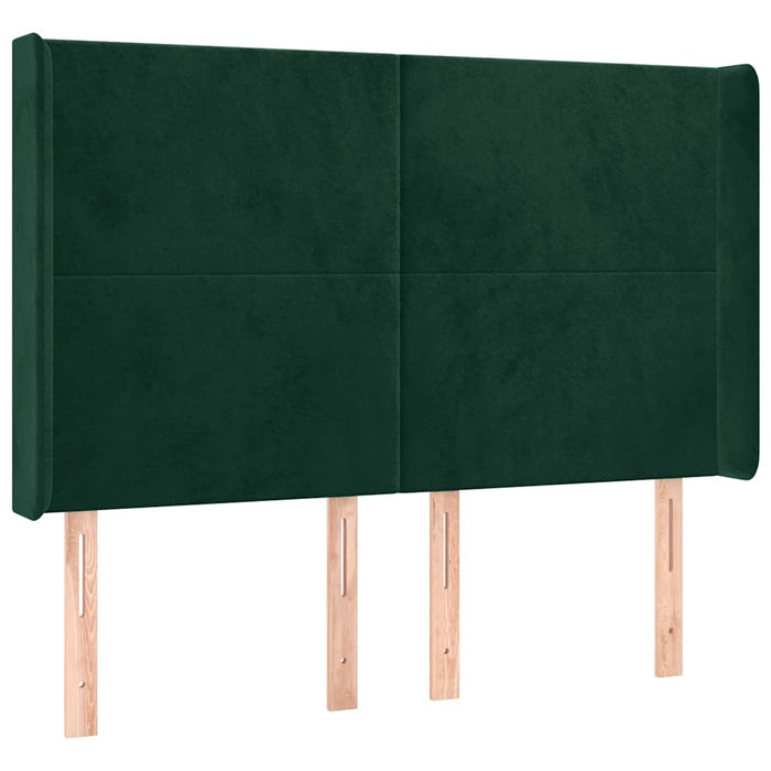Tăblie de pat cu LED, verde închis, 147x16x118/128 cm, catifea - WALTI WALTI