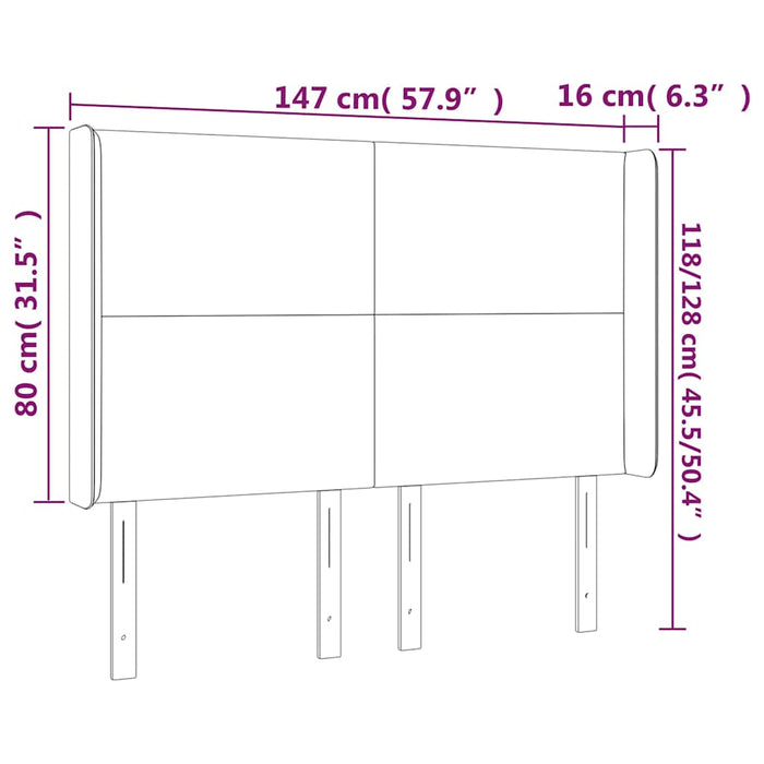 Tăblie de pat cu LED, verde închis, 147x16x118/128 cm, catifea - WALTI WALTI
