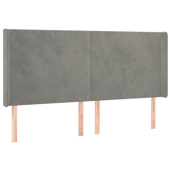Tăblie de pat cu LED, gri deschis, 163x16x118/128 cm, catifea - WALTI WALTI