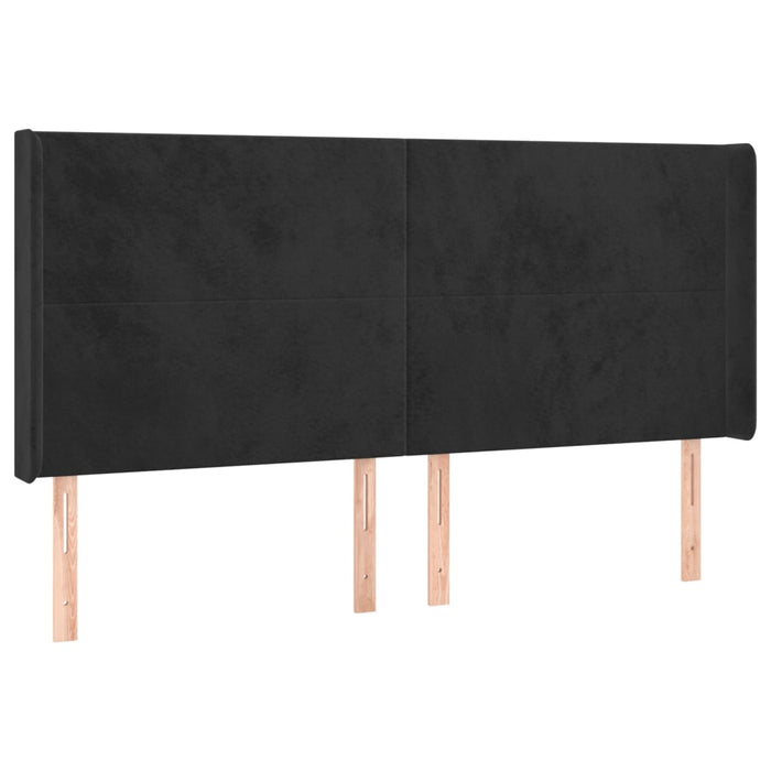 Tăblie de pat cu LED, negru, 163x16x118/128 cm, catifea - WALTI WALTI