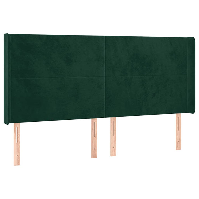 Tăblie de pat cu LED, verde închis, 163x16x118/128 cm, catifea - WALTI WALTI