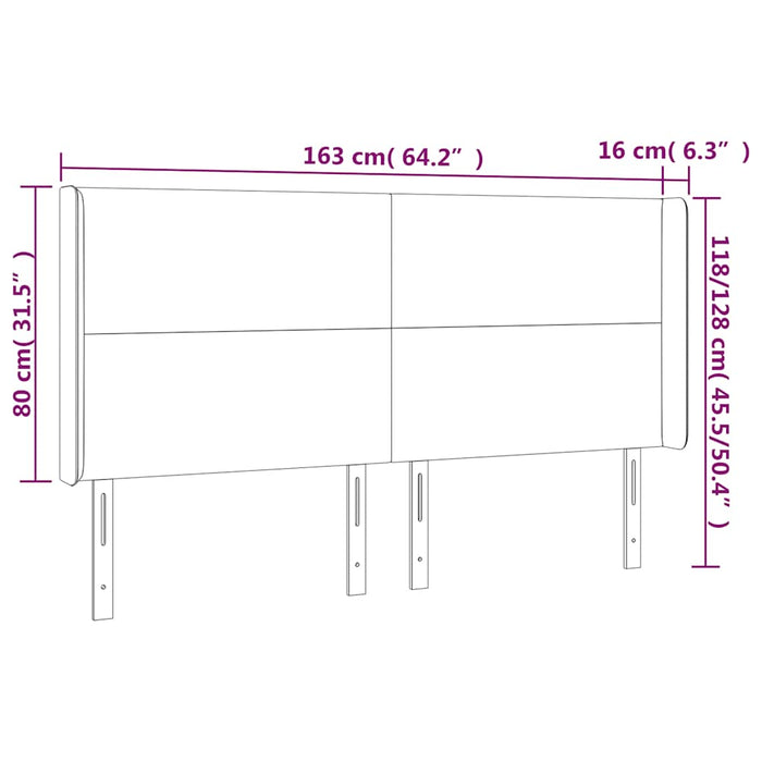 Tăblie de pat cu LED, albastru închis, 163x16x118/128cm catifea WALTI