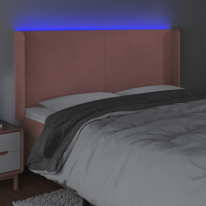 Tăblie de pat cu LED, roz, 163x16x118/128 cm, catifea - WALTI WALTI
