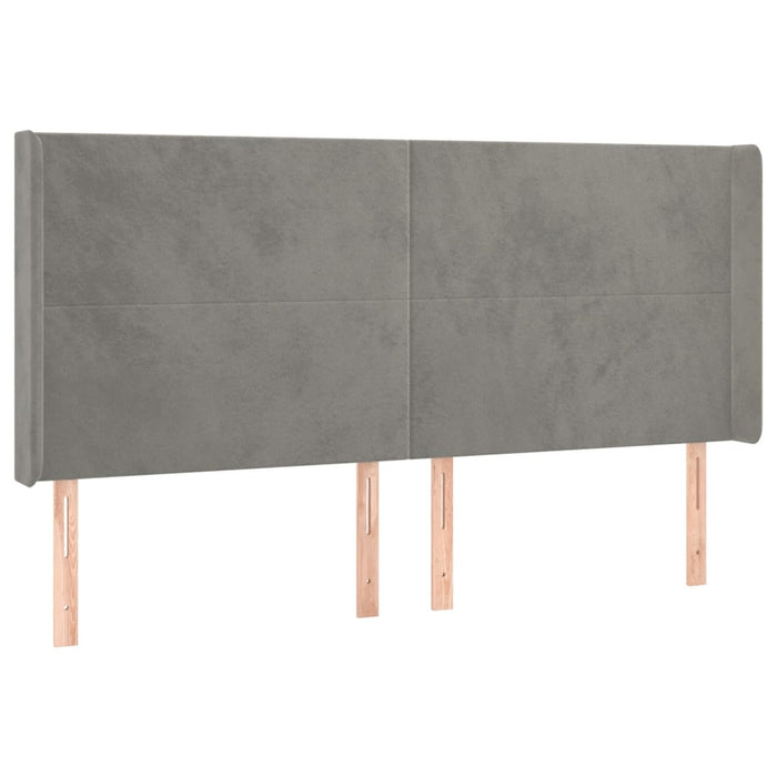 Tăblie de pat cu LED, gri deschis, 183x16x118/128 cm, catifea - WALTI WALTI