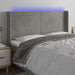 Tăblie de pat cu LED, gri deschis, 183x16x118/128 cm, catifea - WALTI WALTI