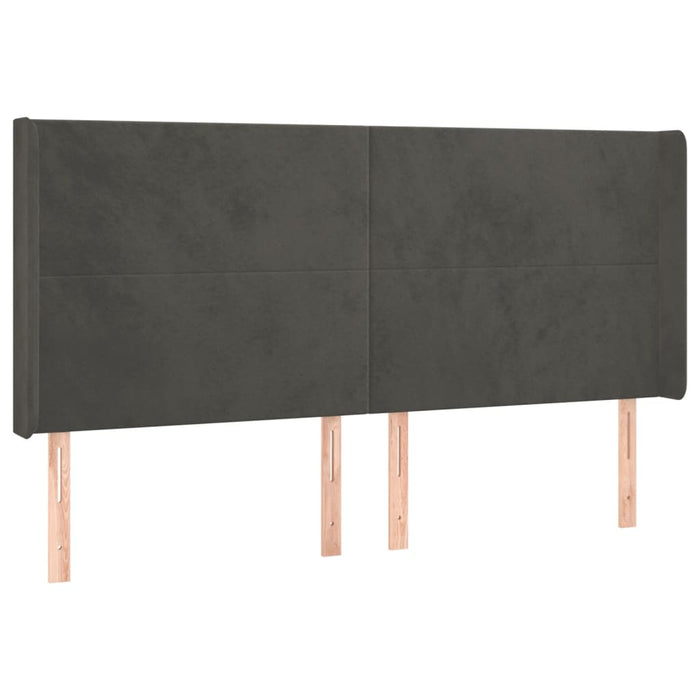 Tăblie de pat cu LED, gri închis, 183x16x118/128 cm, catifea - WALTI WALTI