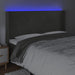 Tăblie de pat cu LED, gri închis, 183x16x118/128 cm, catifea - WALTI WALTI