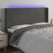 Tăblie de pat cu LED, gri închis, 183x16x118/128 cm, catifea - WALTI WALTI