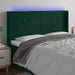 Tăblie de pat cu LED, verde închis, 183x16x118/128 cm, catifea - WALTI WALTI