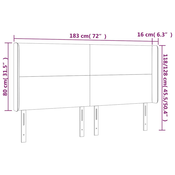 Tăblie de pat cu LED, albastru închis, 183x16x118/128cm catifea - WALTI WALTI