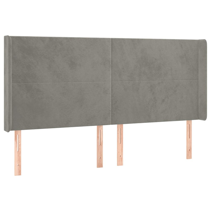 Tăblie de pat cu LED, gri deschis, 203x16x118/128 cm, catifea - WALTI WALTI